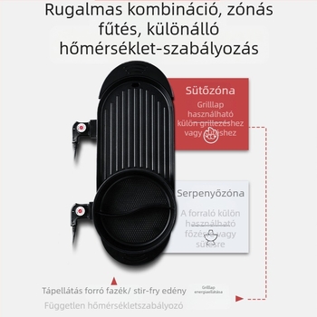 Elektromos grill és forró fazék kombó, 2200W, 4L, alumínium ötvözet test, 6+ fő részére, funkciók: gőzölés, párolás, sütés, teppanyaki
