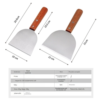 Hexinjia spatula rozsdamentes acél és fa fogantyúval otthoni konyhához, univerzális használat, modern minimalista stílus, testreszabási lehetőség