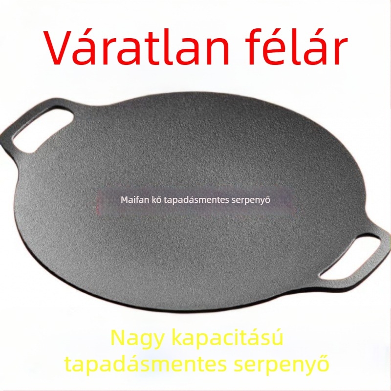 Kültéri grill serpenyő teppanyaki és koreai BBQ-hoz, kör alakú, tapadásmentes, prémium minőség, modern dizájn