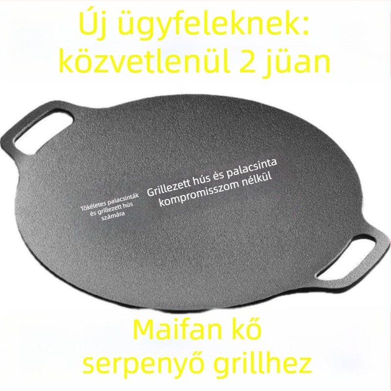 Kültéri grill serpenyő teppanyaki és koreai BBQ-hoz, kör alakú, tapadásmentes, prémium minőség, modern dizájn