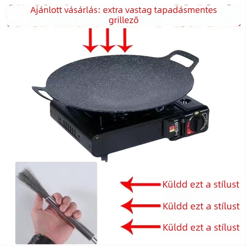 Kültéri grill serpenyő teppanyaki és koreai BBQ-hoz, kör alakú, tapadásmentes, prémium minőség, modern dizájn