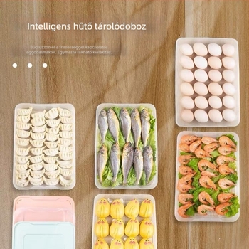Háromrészes dumpling tároló doboz, zárható fedéllel, hűtőszekrényhez