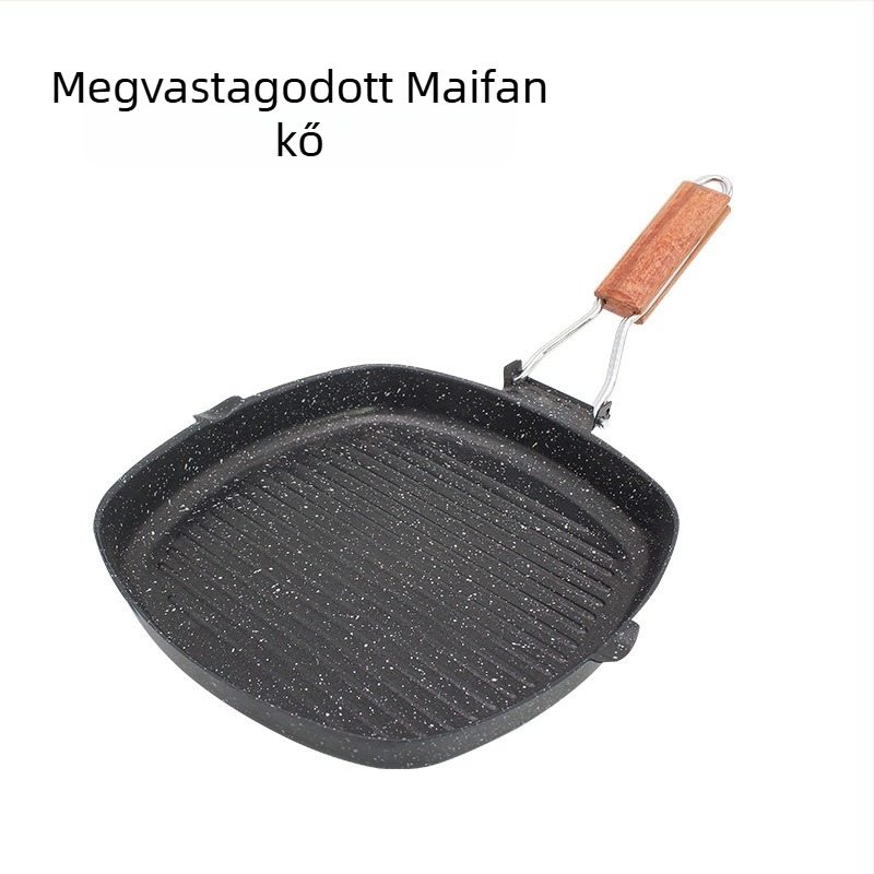 Kiváló minőségű vasból készült serpenyő sütéshez és grillhez tapadásmentes bevonattal, mélység 3,5 cm, alkalmas gáztűzhelyre és indukciós főzőlapra