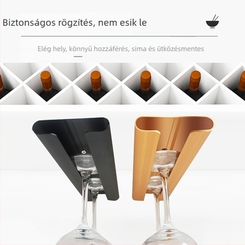 Alumíniumötvözetből készült boros pohár tartó, falra szerelhető, felülről rögzített, modern letisztult stílus, tömeg 134 g