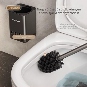 Fali WC-kefe rozsdamentes acélból, fürdőszobai tisztításra.