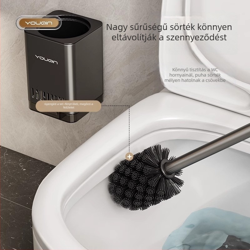 Fali WC-kefe rozsdamentes acélból, fürdőszobai tisztításra.