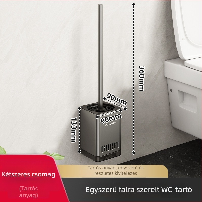 Fali WC-kefe rozsdamentes acélból, fürdőszobai tisztításra.