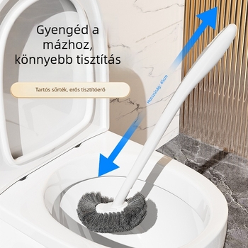 WC-kefé hosszú nyéllel és félgömb alakú fejjel, falra szerelhető, műanyag, 150 g