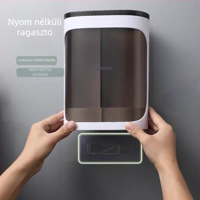 Fali pohártartó (műanyag; fúrás nélküli szerelés; falra szerelhető; skandináv stílus)