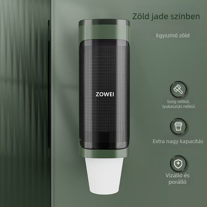 Fali pohártartó (műanyag; fúrás nélküli szerelés; falra szerelhető; skandináv stílus)