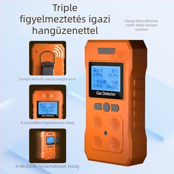 PLT824 hordozható négy-in-egy gázelemző O2, H2S és CO számára; pontosság ≤ ±5% FS; tápegység DC 3.7V
