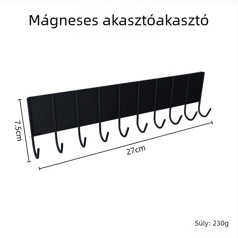 Vasból készült, falra szerelhető mágneses pohártartó és tárolóállvány, fúrás nélkül, szigetelt, 1 szintű, többfunkciós