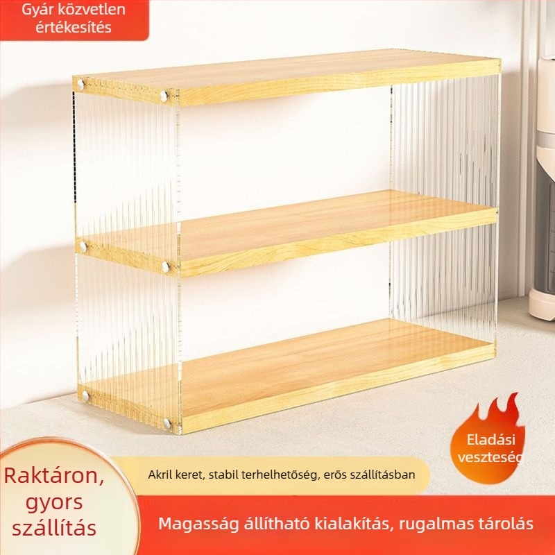 Akril asztali tárolóállvány 6 szintes, függő, poharakhoz és kozmetikumokhoz