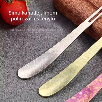 Titánium gyümölcs villa dupla használatú fagylaltkanállal, könnyű luxus retro stílus, tükörfényes felület