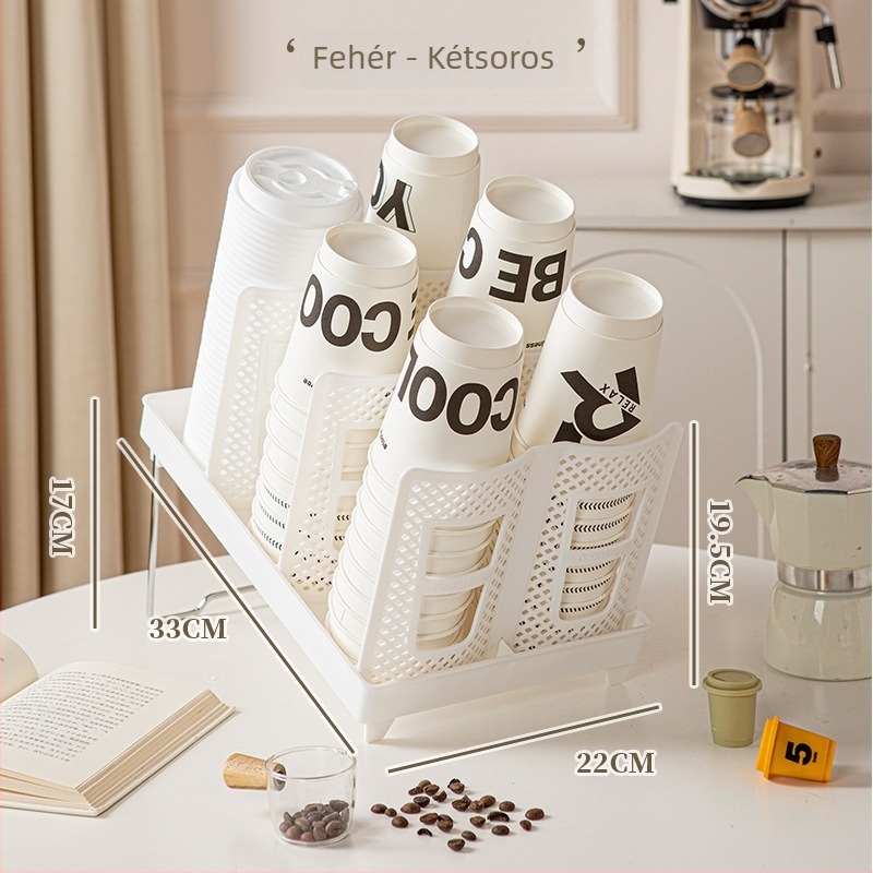 Asztali pohártartó irodához — műanyag, 1 polcos, modern minimalista stílus, asztali tároláshoz