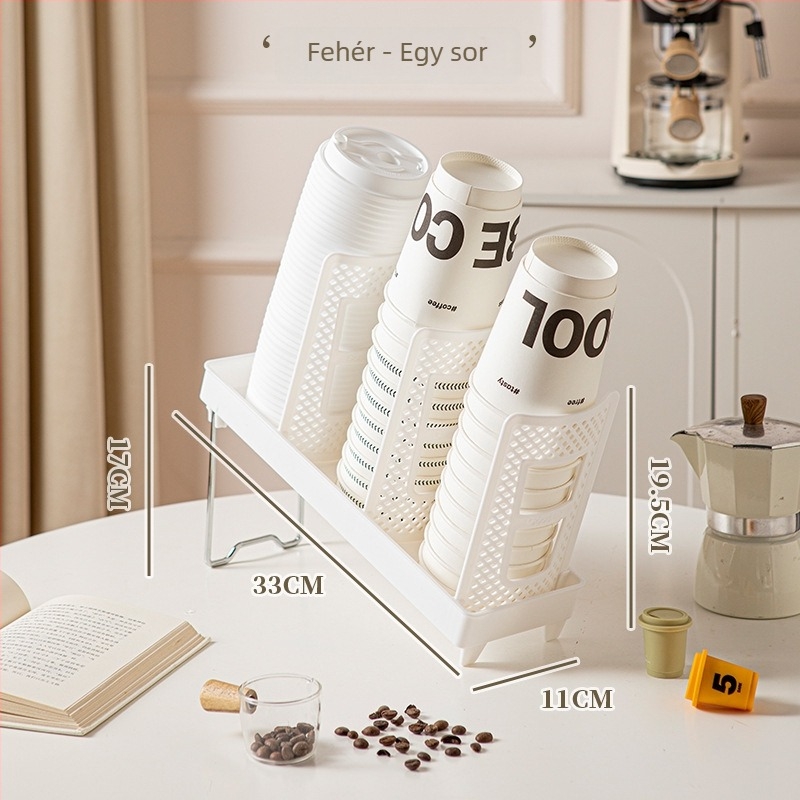 Asztali pohártartó irodához — műanyag, 1 polcos, modern minimalista stílus, asztali tároláshoz