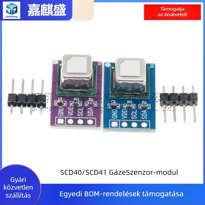 SCD40/SCD41 CO2 gázérzékelő modul, hőmérséklet- és páratartalom-méréssel, I2C interfész