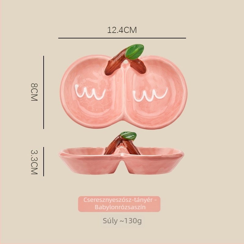 Kerámiából készült kétrekeszes mártásos tál, szabálytalan formájú, szószokhoz és teás nassolnivalókhoz; mikrohullámú sütőben nem használható.