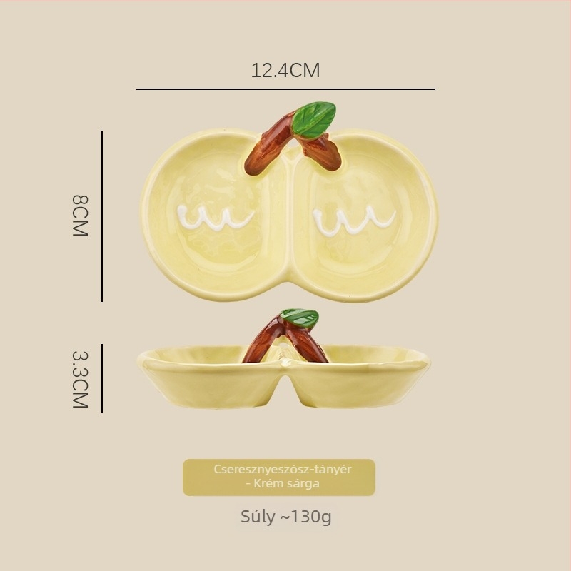 Kerámiából készült kétrekeszes mártásos tál, szabálytalan formájú, szószokhoz és teás nassolnivalókhoz; mikrohullámú sütőben nem használható.