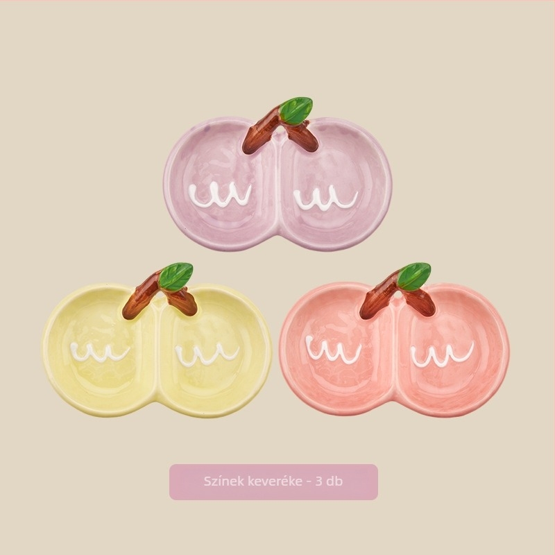 Kerámiából készült kétrekeszes mártásos tál, szabálytalan formájú, szószokhoz és teás nassolnivalókhoz; mikrohullámú sütőben nem használható.