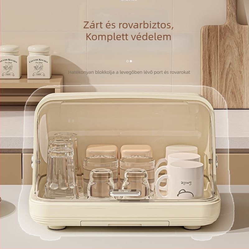 Asztali pohártartó lecsöpögtető tálcával - porálló, műanyag, 1,3 kg, modern egyszerű stílus