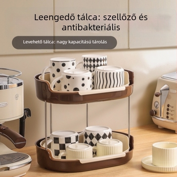 Leiwei két-szintes asztali tároló kihúzható mechanizmussal – műanyag, konyhai tárolás