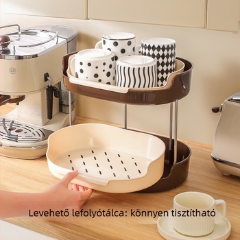 Leiwei két-szintes asztali tároló kihúzható mechanizmussal – műanyag, konyhai tárolás