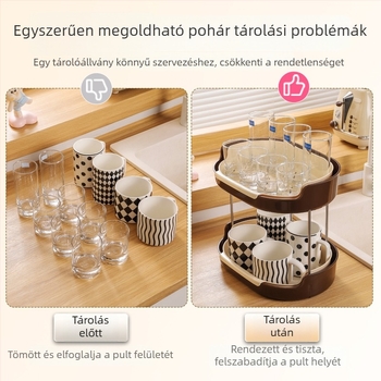Leiwei két-szintes asztali tároló kihúzható mechanizmussal – műanyag, konyhai tárolás