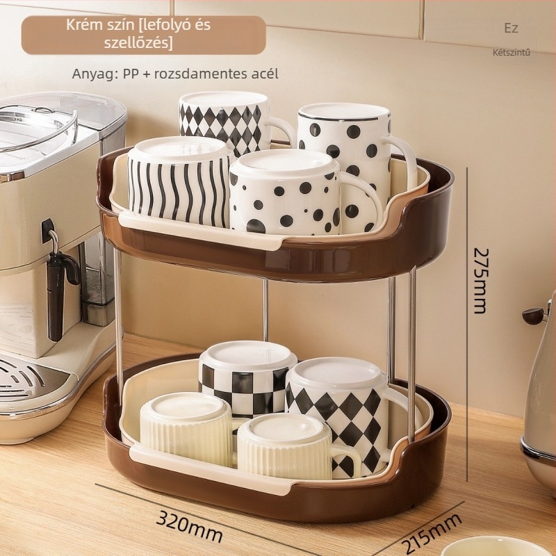 Leiwei két-szintes asztali tároló kihúzható mechanizmussal – műanyag, konyhai tárolás