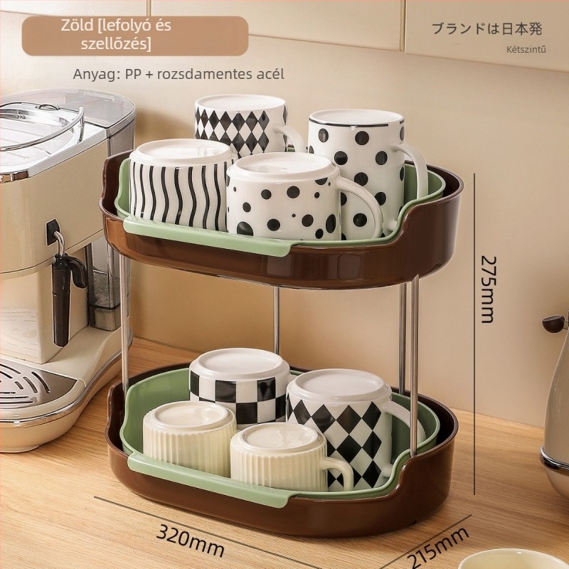 Leiwei két-szintes asztali tároló kihúzható mechanizmussal – műanyag, konyhai tárolás