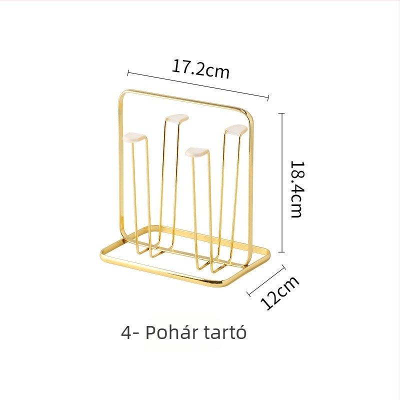 Vasdrót pohártartó – nappalihoz tartó állvány poharakhoz, könnyed luxus stílus