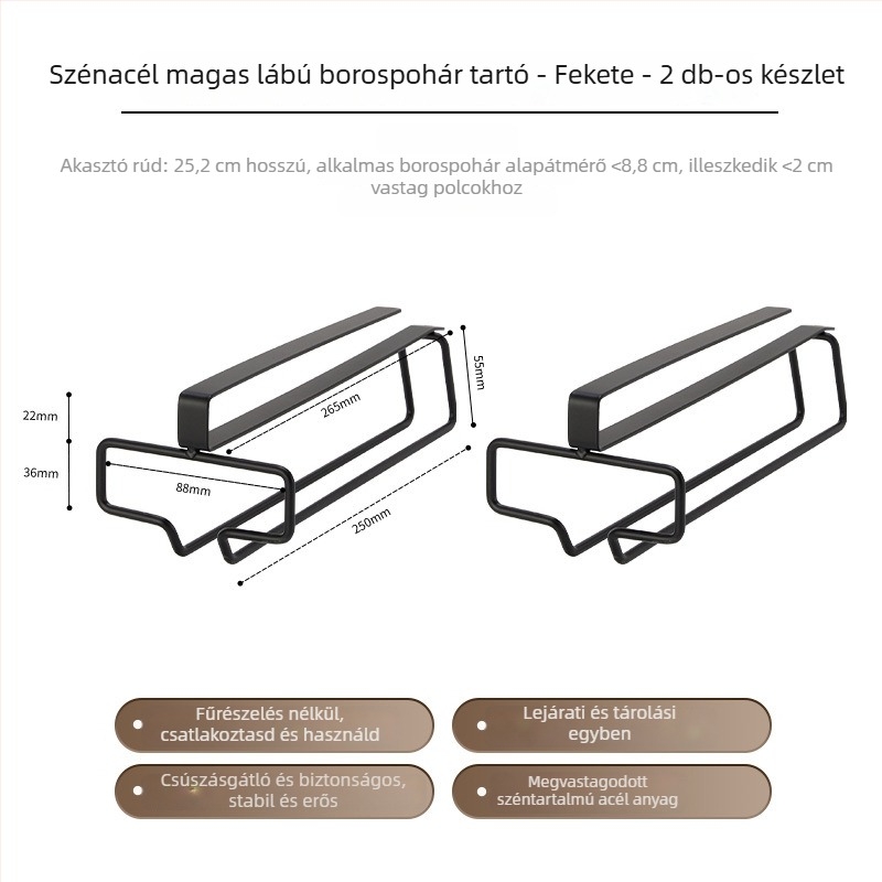 Európai stílusú könnyű lux pohártartó falra szerelve, szénacélból, telepítés nélkül