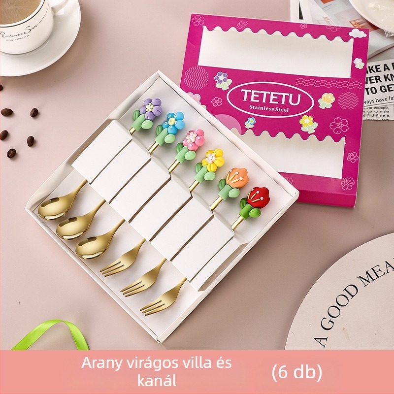 Medaya rozsdamentes acélból készült gyümölcs villa készlet virágos mintával, kreatív stílus