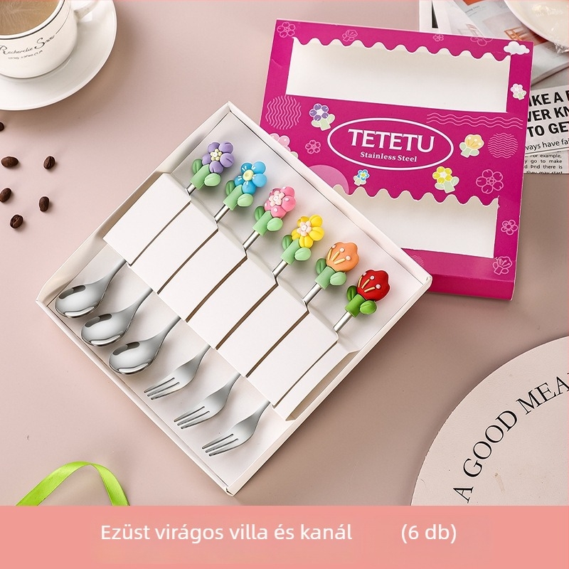 Medaya rozsdamentes acélból készült gyümölcs villa készlet virágos mintával, kreatív stílus