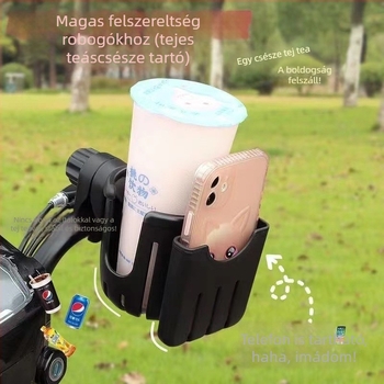2-in-1 pohártartó és telefontartó kerékpárok, babakocsik és elektromos motorkerékpárok számára