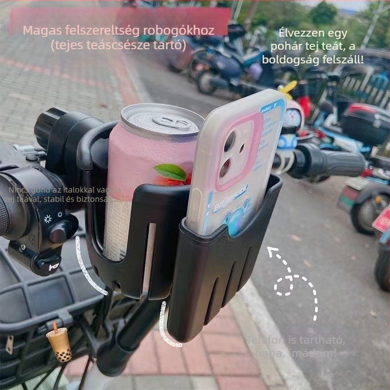 2-in-1 pohártartó és telefontartó kerékpárok, babakocsik és elektromos motorkerékpárok számára