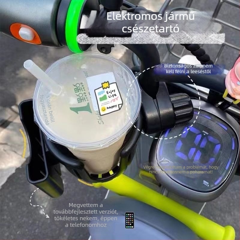 2-in-1 pohártartó és telefontartó kerékpárok, babakocsik és elektromos motorkerékpárok számára