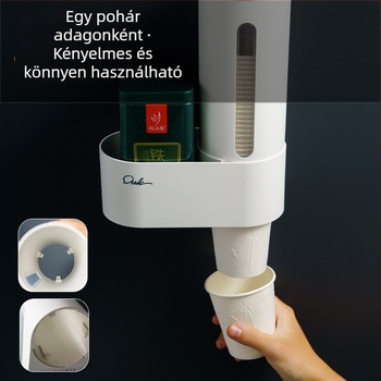Fali pohártartó vízadagolóhoz, műanyag, modern minimalista stílus, 1 réteg, szerelés nélkül