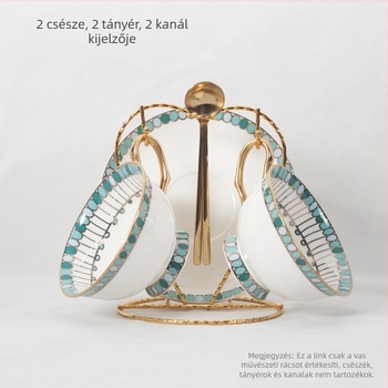 Kávéscsésze tartó és akasztó – Vas, teherbírás 5 kg, elektroplating felület, világos luxus stílus