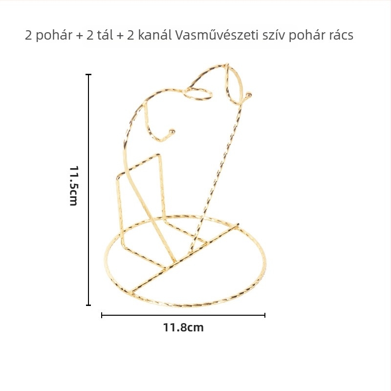 Kávéscsésze tartó és akasztó – Vas, teherbírás 5 kg, elektroplating felület, világos luxus stílus