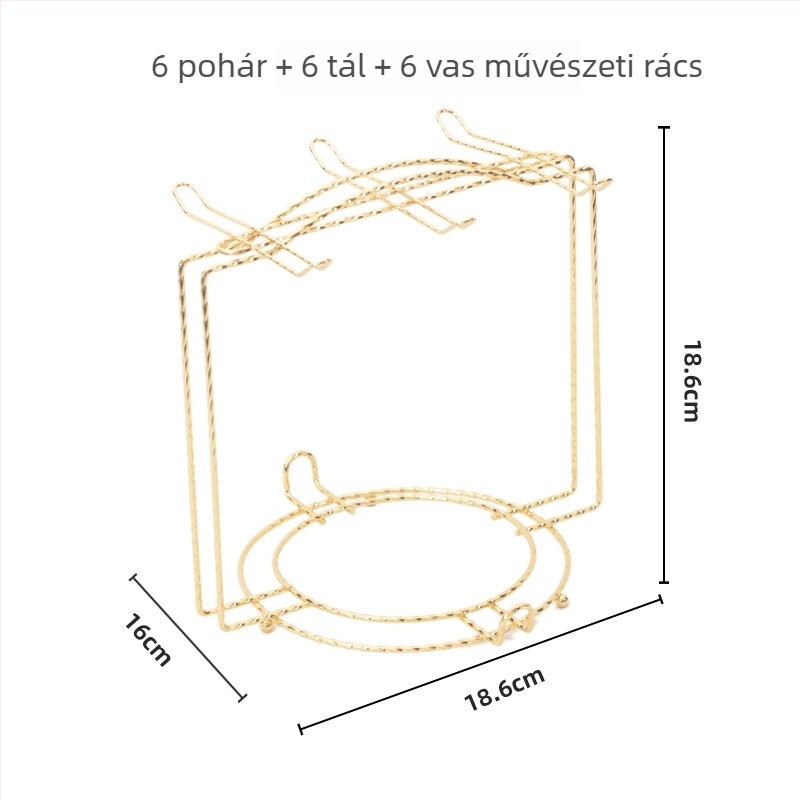 Kávéscsésze tartó és akasztó – Vas, teherbírás 5 kg, elektroplating felület, világos luxus stílus