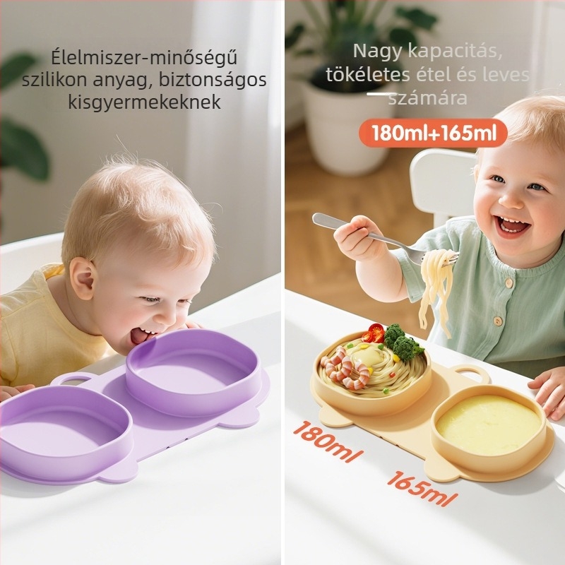 Baba szilikon ételtál - összecsukható, kiöntésmentes, Tingfeng, 6 hónapos kortól