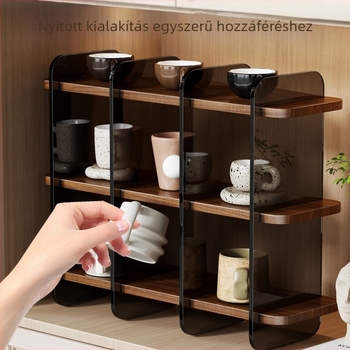 Asztali pohártartó, akril és fa, modern minimalista stílus, súly: 1
