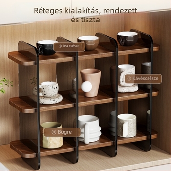 Asztali pohártartó, akril és fa, modern minimalista stílus, súly: 1