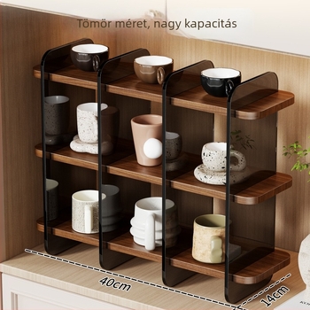 Asztali pohártartó, akril és fa, modern minimalista stílus, súly: 1