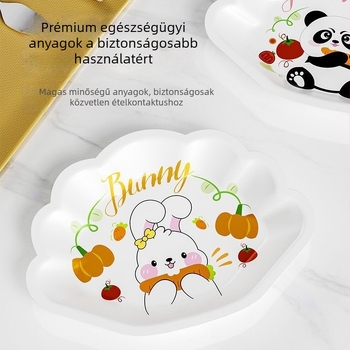 Egyszer használatos karikatúra motívumú csonttál, vastagított műanyagból, szabálytalan alakú, aranyos stílus