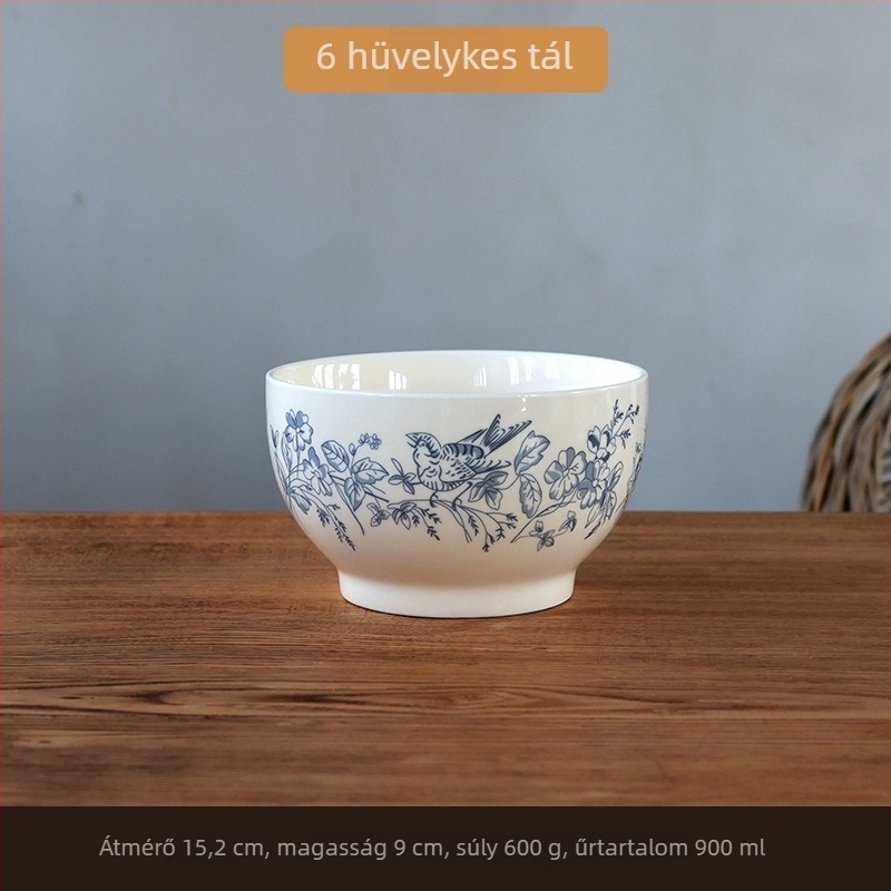 Kerámiából készült desszerttál virágos mintával, retro stílus, kerek forma