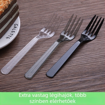 Beihou műanyag egyszer használatos négyfogú villa tortákhoz, megerősített, desszertek és gyümölcsök, PS anyag, 3.2 g, mikrohullámú sütőben nem használható