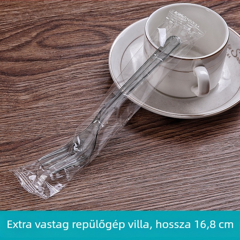 Beihou műanyag egyszer használatos négyfogú villa tortákhoz, megerősített, desszertek és gyümölcsök, PS anyag, 3.2 g, mikrohullámú sütőben nem használható