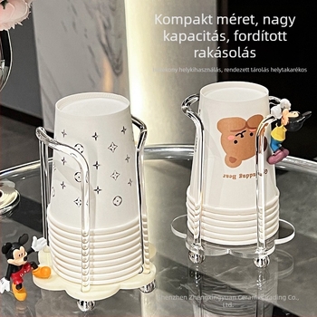 Egyszer használatos pohártartó – asztali rendező modern minimalist stílusban, műanyagból, fúrás nélkül, 2025-ben piacra dobva